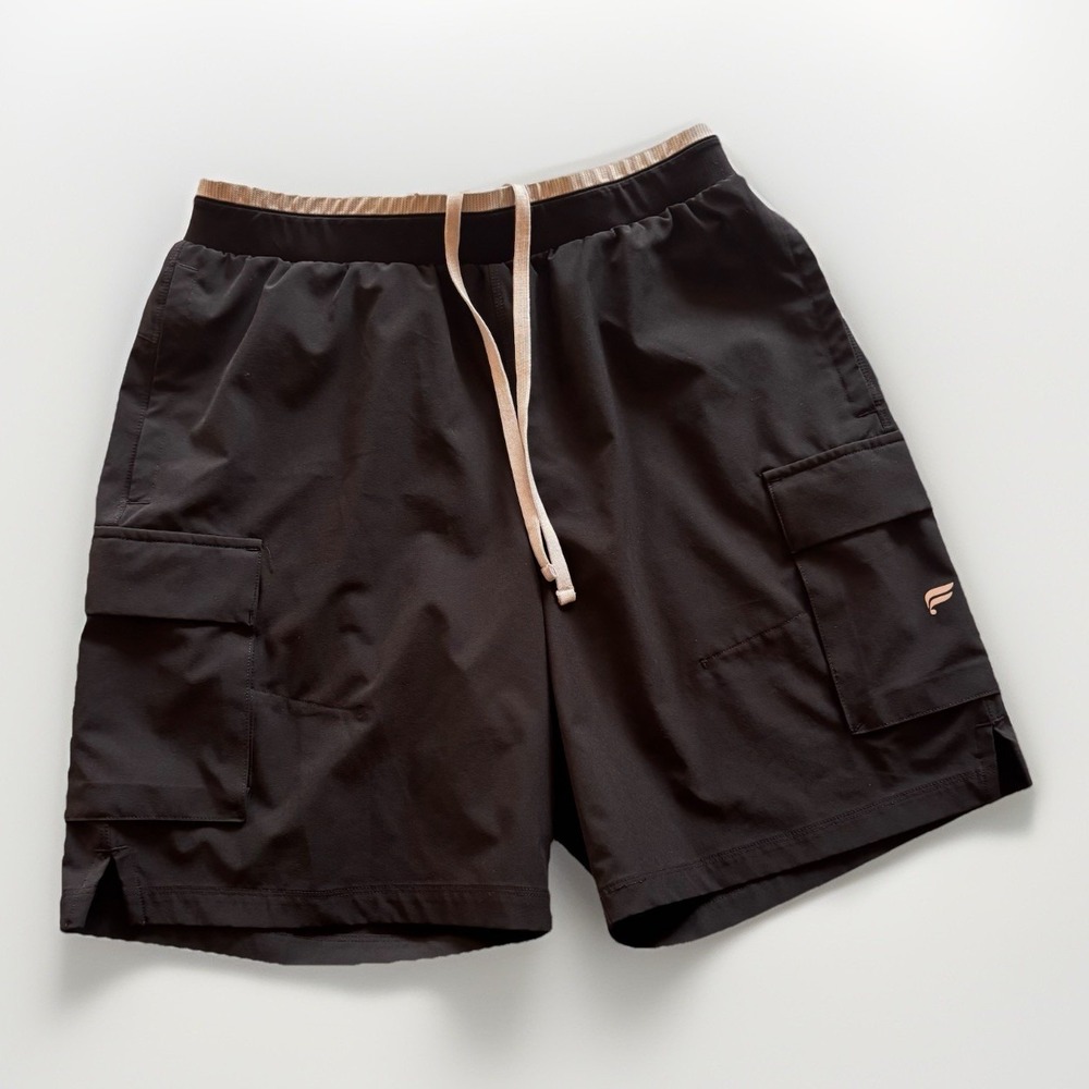 Fabletics The Fundamental II Cargo Short 7" Stretch Gym Workout Black Men's M/L?